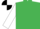 Emerald Green, White sleeves, Black and White quartered cap