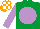 Emerald Green, Mauve disc and sleeves, Orange and White check cap