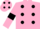 Pink, Black spots, armlets and spots on cap