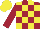 Maroon and Yellow check, Maroon sleeves, Yellow cap