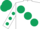 White, large Dark Green spots, White sleeves, Dark Green spots, Dark Green cap