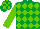 EMERALD GREEN & LIGHT GREEN DIAMONDS, light green sleeves, check cap