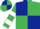 Dark Blue and Emerald Green (quartered), Emerald Green and White hooped sleeves