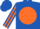 Royal blue, orange disc, striped sleeves, royal blue cap