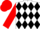 White, black diamonds, red sleeves and cap
