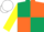 Dark Green and Orange (quartered), Yellow sleeves, White cap
