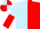Light Blue and Red (halved), halved sleeves, Light Blue and Red quartered cap