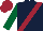 Dark Blue, Maroon sash, Dark Green sleeves, Maroon cap