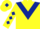 Yellow, Dark Blue chevron, diamonds on sleeves, Yellow cap, Dark Blue diamond