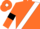 Orange, White sash, Orange sleeves, Black armlets, Orange cap, White diamond