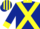 DARK BLUE, YELLOW cross belts, collar and cuffs, striped cap