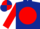 Dark Blue, Red disc and sleeves, quartered cap