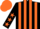 Black and orange stripes, black sleeves, orange stars, orange cap