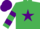 Emerald Green, Purple star, hooped sleeves, Purple cap