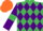 Emerald Green and Purple diamonds, Purple sleeves, Emerald Green armlets, Orange cap