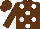 BROWN, WHITE spots, BROWN sleeves and cap