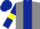 Grey, Dark Blue stripe, Dark Blue sleeves, Yellow armlets, check cap