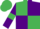 EMERALD GREEN and PURPLE (quartered), PURPLE sleeves, EMERALD GREEN armlets