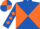Royal Blue and Orange diabolo, diamonds on sleeves, quartered cap