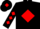 Black, red diamond, diamonds on sleeves, black cap, red diamond