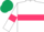 White, Cerise hoop and armlets, Dark Green cap
