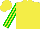 Yellow, Green striped sleeves, Yellow cap