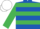 Royal Blue, Emerald Green hoops, Emerald Green sleeves, White cap