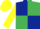 Dark Blue and Emerald Green (quartered), Yellow sleeves and cap
