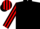 BLACK, red striped sleeves & cap