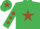 Emerald Green, Brown star, diamonds on sleeves, Emerald Green cap, Brown star