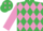 EMERALD GREEN & MAUVE DIAMONDS, mauve sleeves, emerald green cap, mauve diamonds