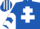 ROYAL BLUE, white cross of lorraine & chevrons on sleeves, striped cap