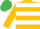 Gold, White hoops, Emerald Green cap