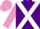 Purple, White cross belts, Mauve sleeves and cap