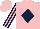 Pink, Dark Blue diamond, striped sleeves