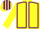 Yellow, Purple seams, striped cap