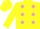 Yellow, mauve spots, yellow sleeves