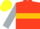 Scarlet, Gold hoop, Silver sleeves, Yellow cap