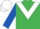 Emerald Green, White chevron, Royal Blue sleeves, White cap