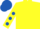 Yellow, Royal Blue spots on sleeves, Royal Blue cap