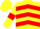 Yellow, Red chevrons, Yellow sleeves, Red armlets, Yellow cap