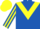 Royal Blue, Yellow chevron, striped sleeves, Yellow cap