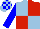 LIGHT BLUE & RED QUARTERED, blue sleeves, check cap