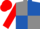 Grey and Royal Blue (quartered), Red sleeves and cap