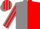 Grey and Red (halved), striped sleeves and striped cap