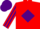 Red, Purple diamond, striped sleeves, Purple cap