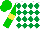 WHITE & EMERALD GREEN DIAMONDS, green sleeves, yellow armlet, green cap