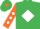 Emerald Green, White diamond, Orange sleeves, White diamonds, Emerald Green cap, Orange diamond