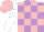 Mauve and pink check, white sleeves, pink cap