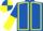 Royal Blue, Yellow seams, halved sleeves, Royal Blue and Yellow quartered cap